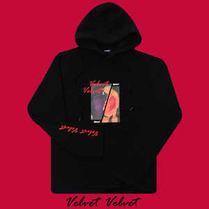 [900g] Velvet Velvet (벨벳 벨벳 롱슬리브 리스펙트 후드티) Black