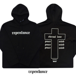 [900g] repentance cross hoodie (리펜턴스 크로스 리스펙트 후드티) Black