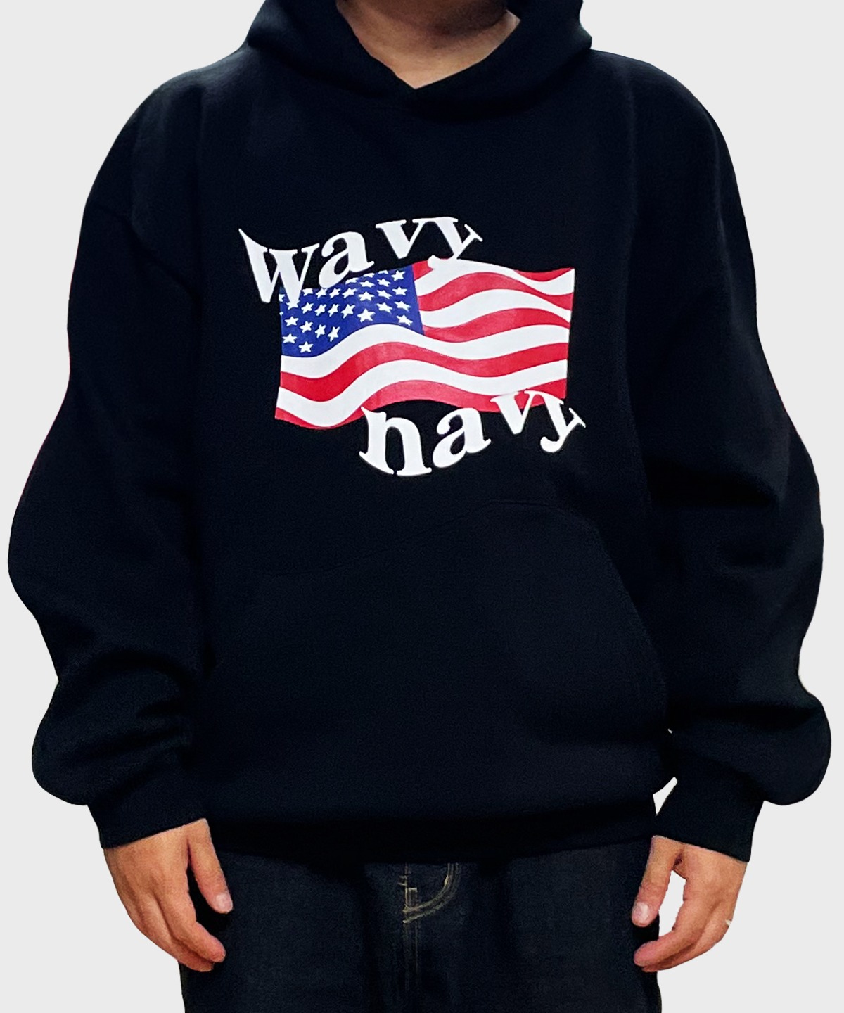 wavy navy hoodie (black)